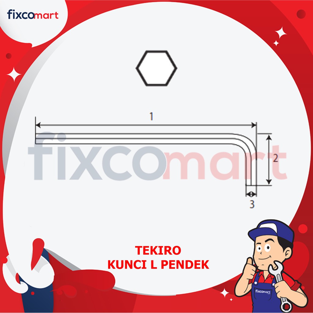 Tekiro Hex Key Short / Kunci L Pendek MM - 10 - 19 - Satuan