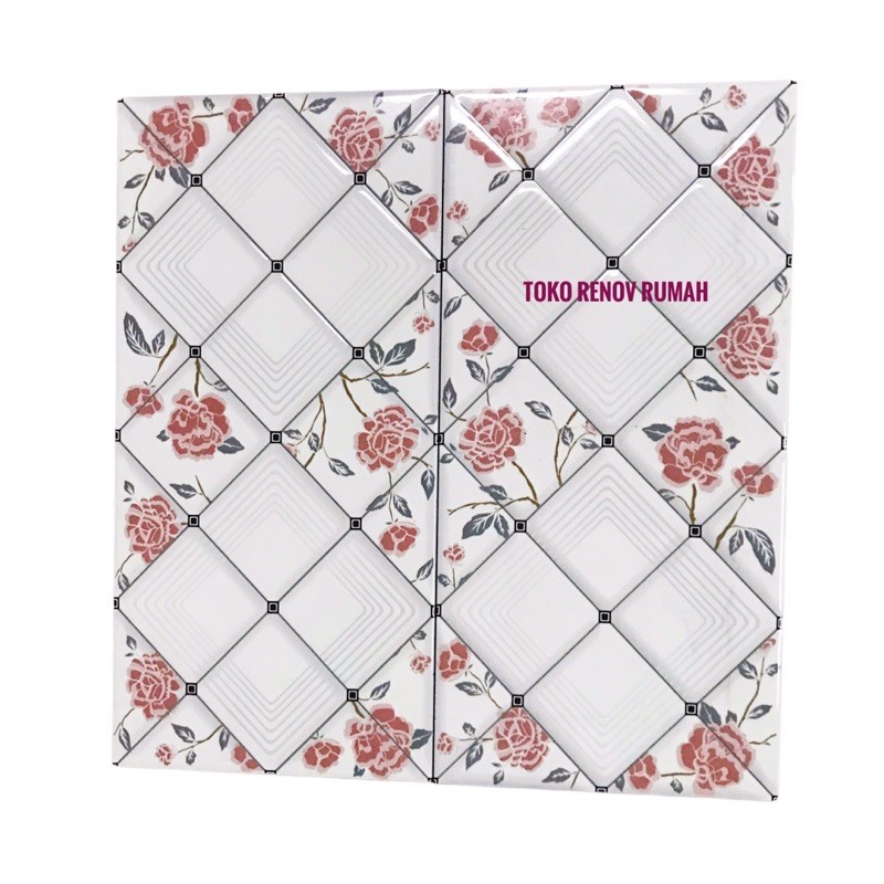 keramik dinding dapur motif bunga