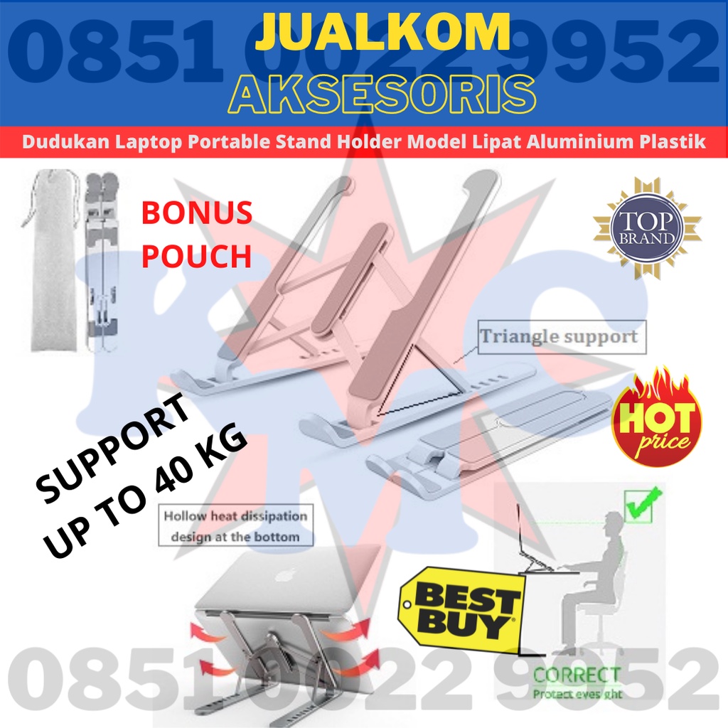 Stand Holder Portable Alumunium Multifungsi Anti Slip Untuk Laptop