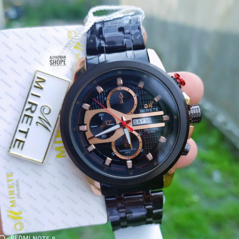 JAM TANGAN MIRETE TERBARU NEW GENERASION HITAM ROSGOLD, JAM TANGAN KASUAL PRIA RANTAI STAINLIS STEL TAHAN AIR COD BAYAR DI TEMPAT/MIRETE ORIGINAL/ JAM TANGAN PRIA TERLARIS RANTAI ANTI KARAT MIRETE_MIRETE_MIRETE