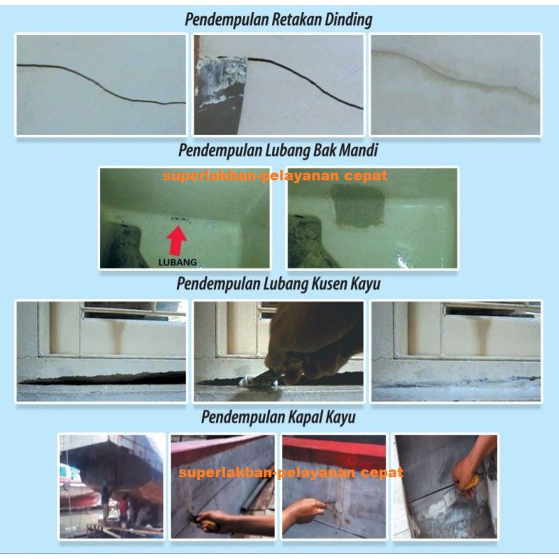 Lem Epoxy Anti Bocor DEMP-X 500g Merekat Dalam Air untuk Kolam Ikan Renang Kamar Mandi Dempul Kapal