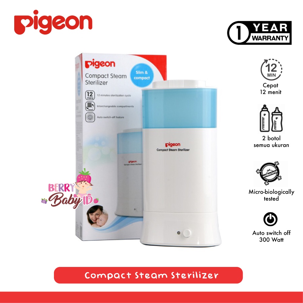 Pigeon Compact Steam Slim Sterilizer Alat Steril Botol Susu Bayi Berry Mart