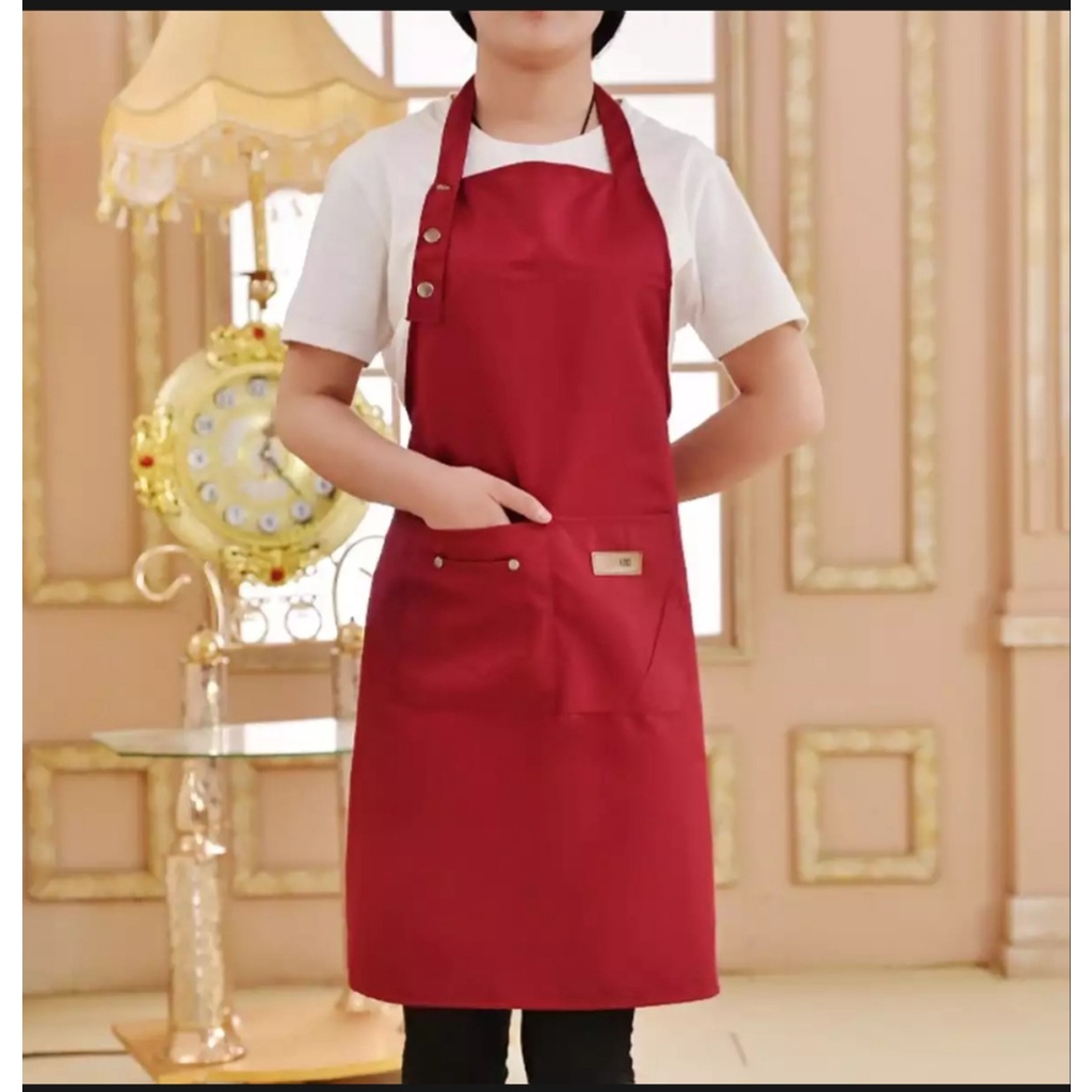 【COD+Pengiriman Cepat】Apron Waterproof Celemek Masak Dapur Pria Wanita Celemek Barista Anti Air Bahan Premium Polyiester Apron Masak Dewasa Kekinian