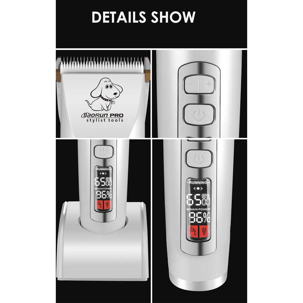 Alat Cukur Elektrik Bulu Hewan Anjing Pet Grooming Clipper With LCD Display - BAORUN PRO P9