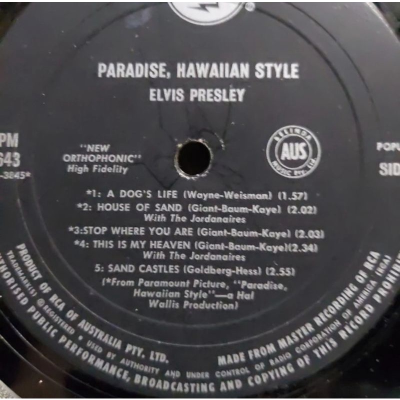 Vinyl Piringan Hitam 12&quot; Elvis Presley Paradise, Hawaiian Style