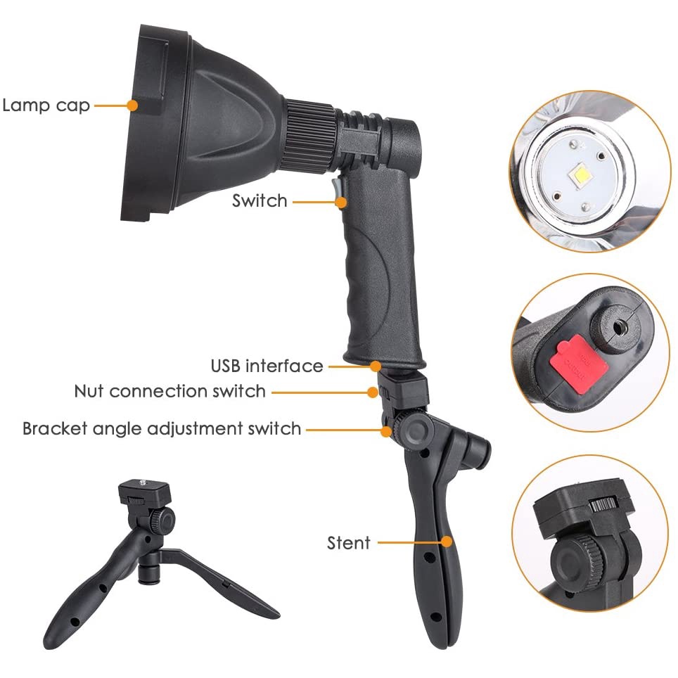 SENTER LED LIGHT SUPER TERANG JARAK JANGKAUAN LEBAR DAN JAUH SENTER WATERPROOF WITH TRIPOD ORIGINAL IMPORT BR47