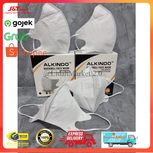 MASKER ALKINDO DUCKBILL DUCKBIL (50) Masker DUCKBILL Garis Medis Warna Putih Hitam Abu BFE 95% Surgi