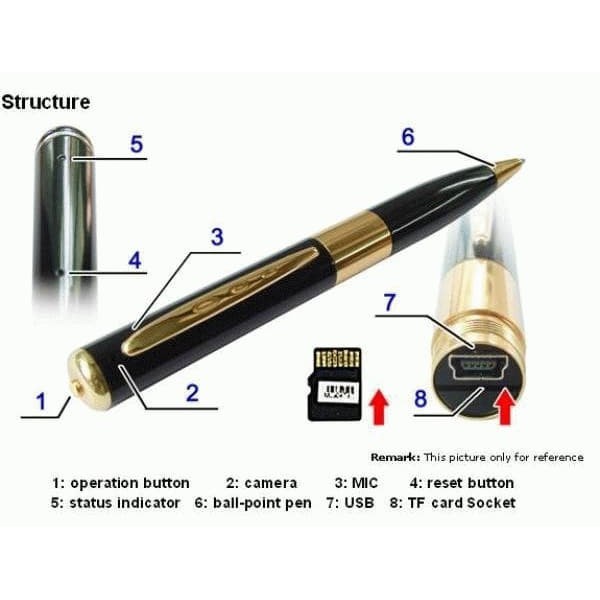 Terbaru PEN CAMERA/BOLPOIN KAMERA/PULPEN KAMERA/PENA KAMERA SILVER-GOLD