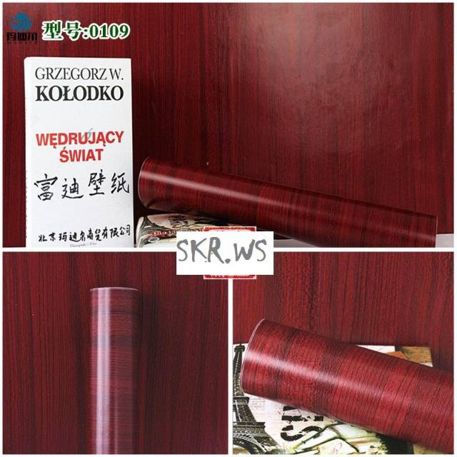 [Ready stok!!!] wallpaper stiker dinding | 45 cm x 10 meter | anti air / Kayu Maroon