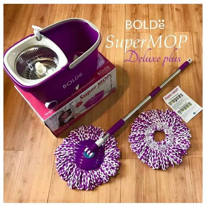 SUPERMOP BOLDE DELUXE + |Roda,Stainless,Penarik,Drainase,Tmpt Sabun| SUPER MOP