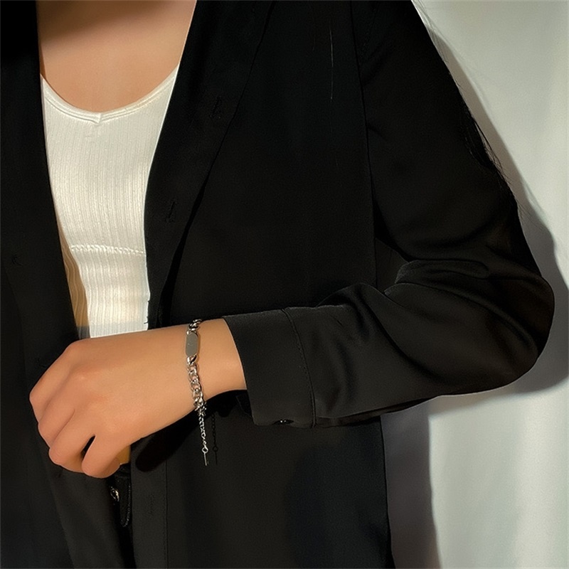 Gelang Rantai Bahan Titanium Steel Gaya Hip Hop Eropa Amerika
