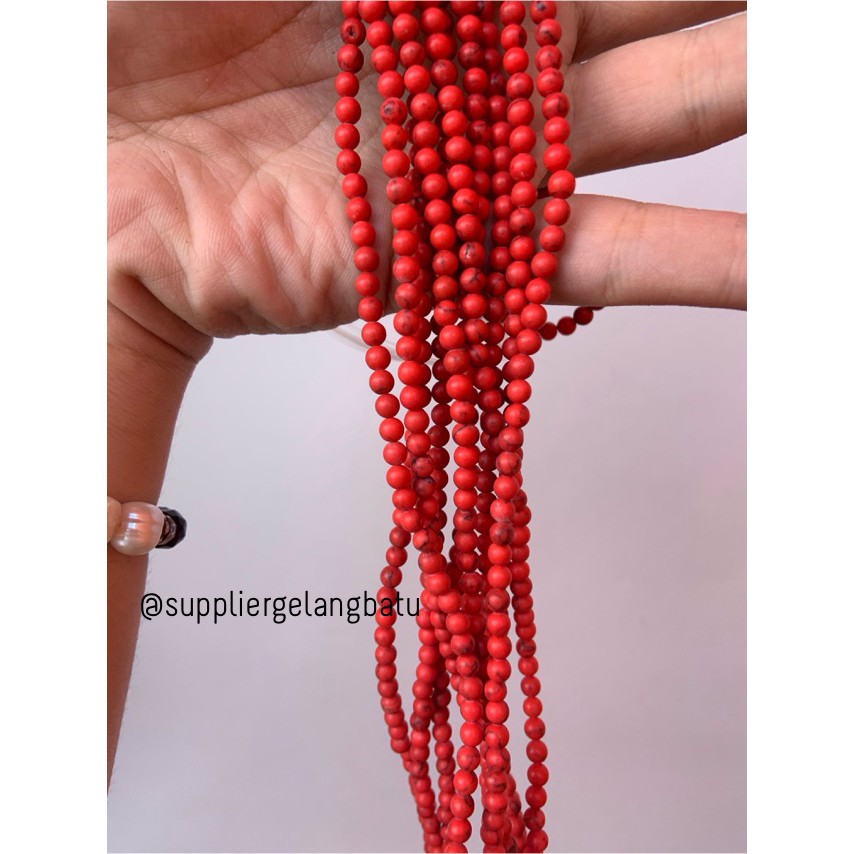 bahan red pirus pink 4mm natural phyrus bahan gelang kalung howlite