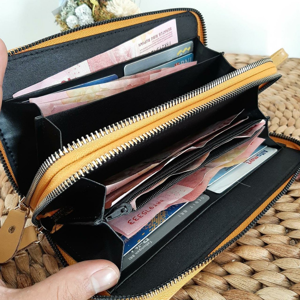 DOMPET WANITA KULIT ASLI PREMIUM BANYAK KARTU DIMENSI 21 x 11 x 3,5 CM