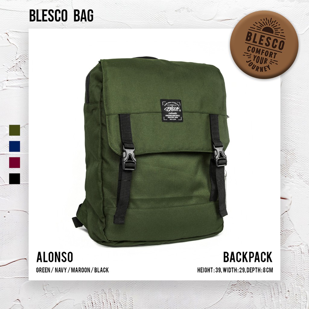 Tas Punggung Pria Warna Hijau - Blesco Alonso Tas Ransel Laptop 14 inch