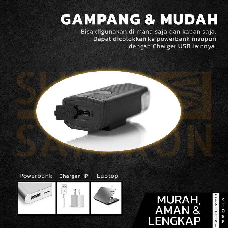 Lampu Led Sepeda Depan Waterproof Usb Rechargeable