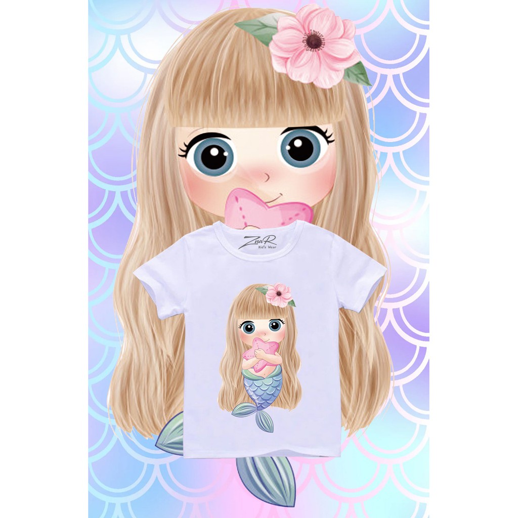 pakaian anak perempuan mermaid/ kaos anak cewek putri duyung/ baju kaos anak perempuan Mermaid
