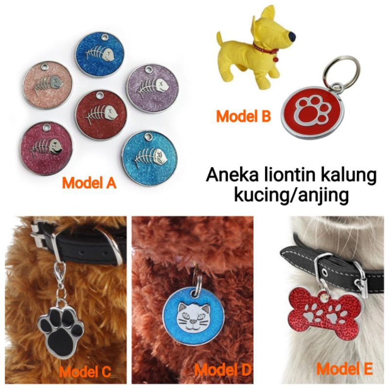 Aneka liontin kalung kucing atau anjing lucu murah