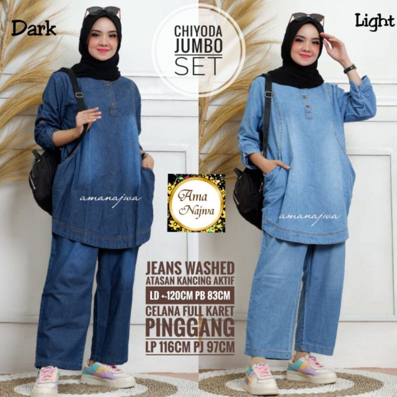 Setelan Kulot Jeans Chiyoda Jumbo Set Recommended By Ama Najwa
