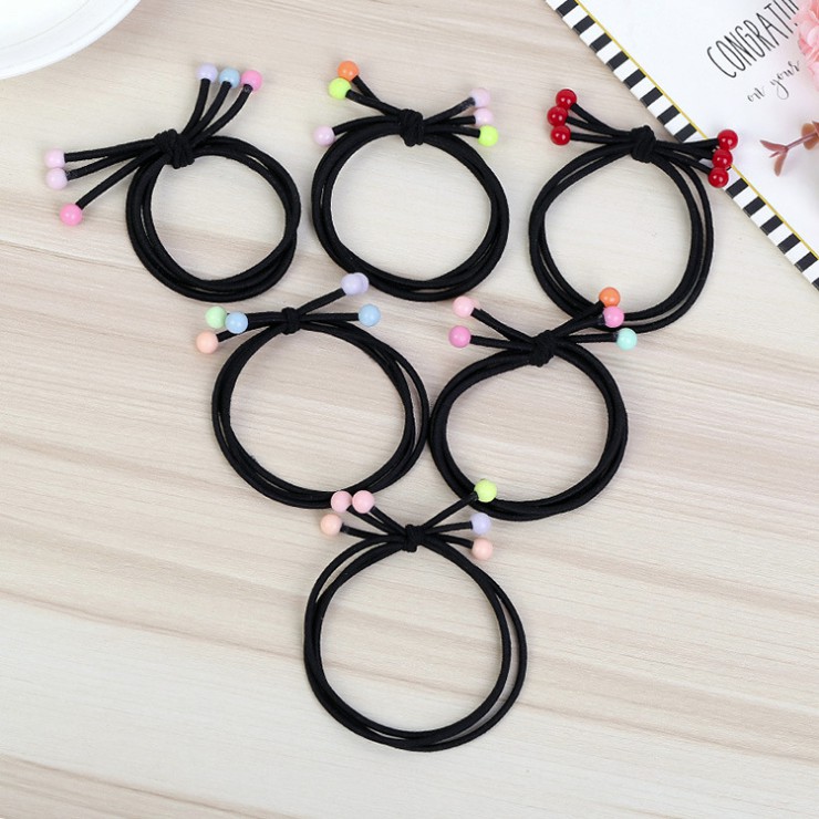 MURMURE.ID | 5PCS IKAT RAMBUT KARET HITAM MOTIF CHERRY LUCU IMPORT PAKET ISI 5 HA022-3