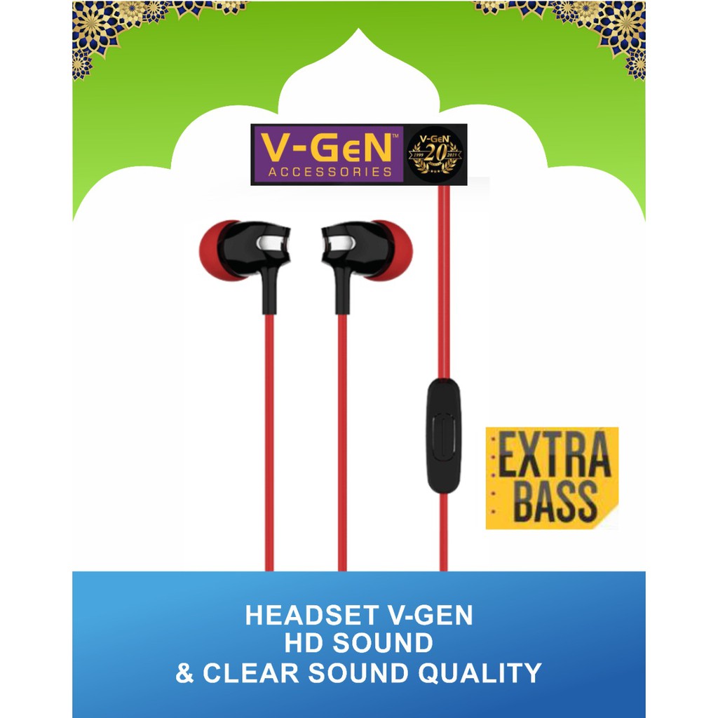 HEADSET EARPHONE V-GEN WIRED VEP1-10 1.2M