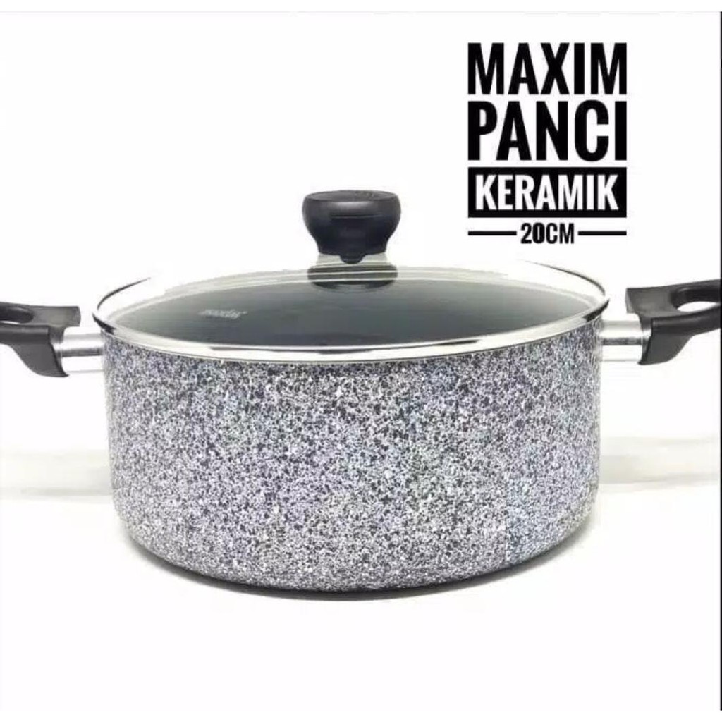 Maxim Panci Neostone Marble Ceramic Dutch Oven 20 cm 24 Cm dan Tutup Kaca  Maxim NEO24DO Neostone Dutch Oven 24 Cm