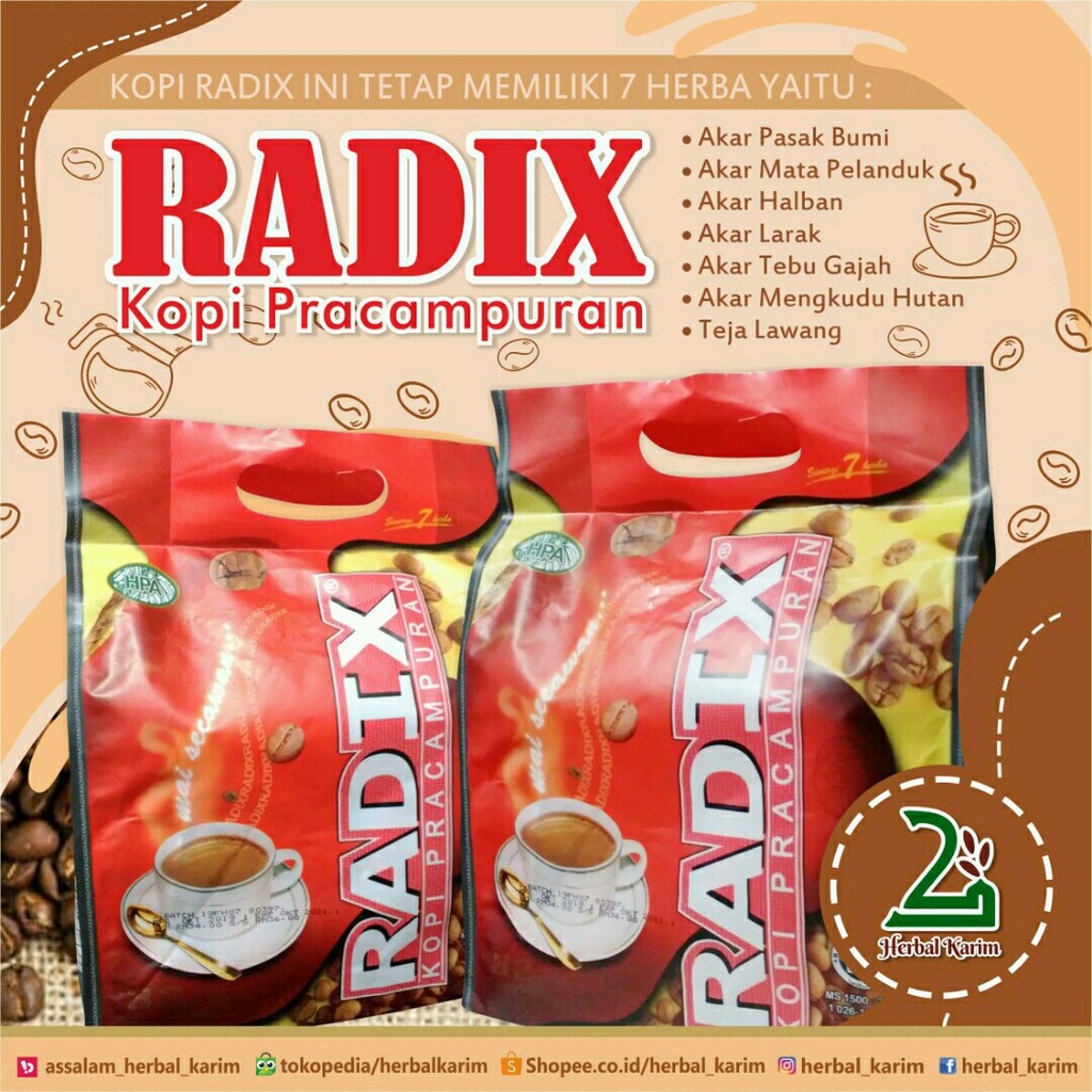 

KOPI RADIX BERKHASIAT ORIGINAL HPA MURAH 1 PACK ISI 32 SACHET