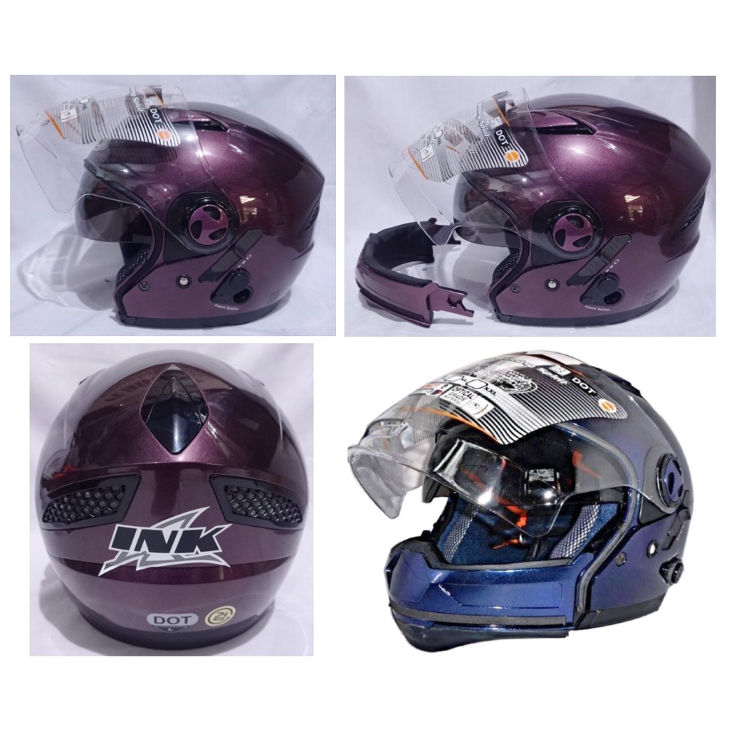 Helm INK mf1 Solid Half Face Full Face Modular Double Visor