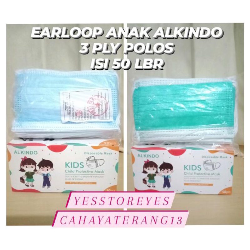 READY STOK MASKER EARLOOP ANAK CHILD UTAMA ONECARE CHASA CAREION ISI 50 LBR WARNA POLOS HIJAU PINK PUTIH