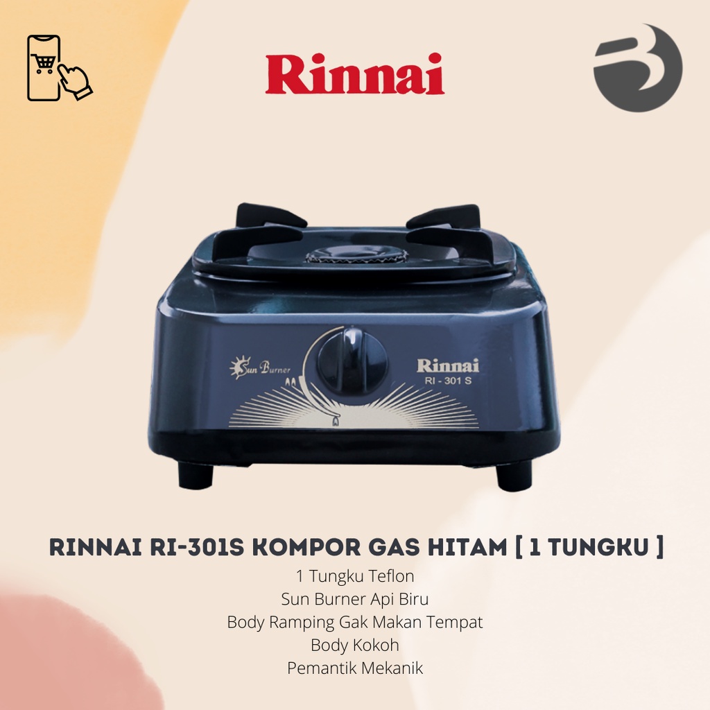 Rinnai RI-301S Kompor Gas Hitam [ 1 Tungku ]