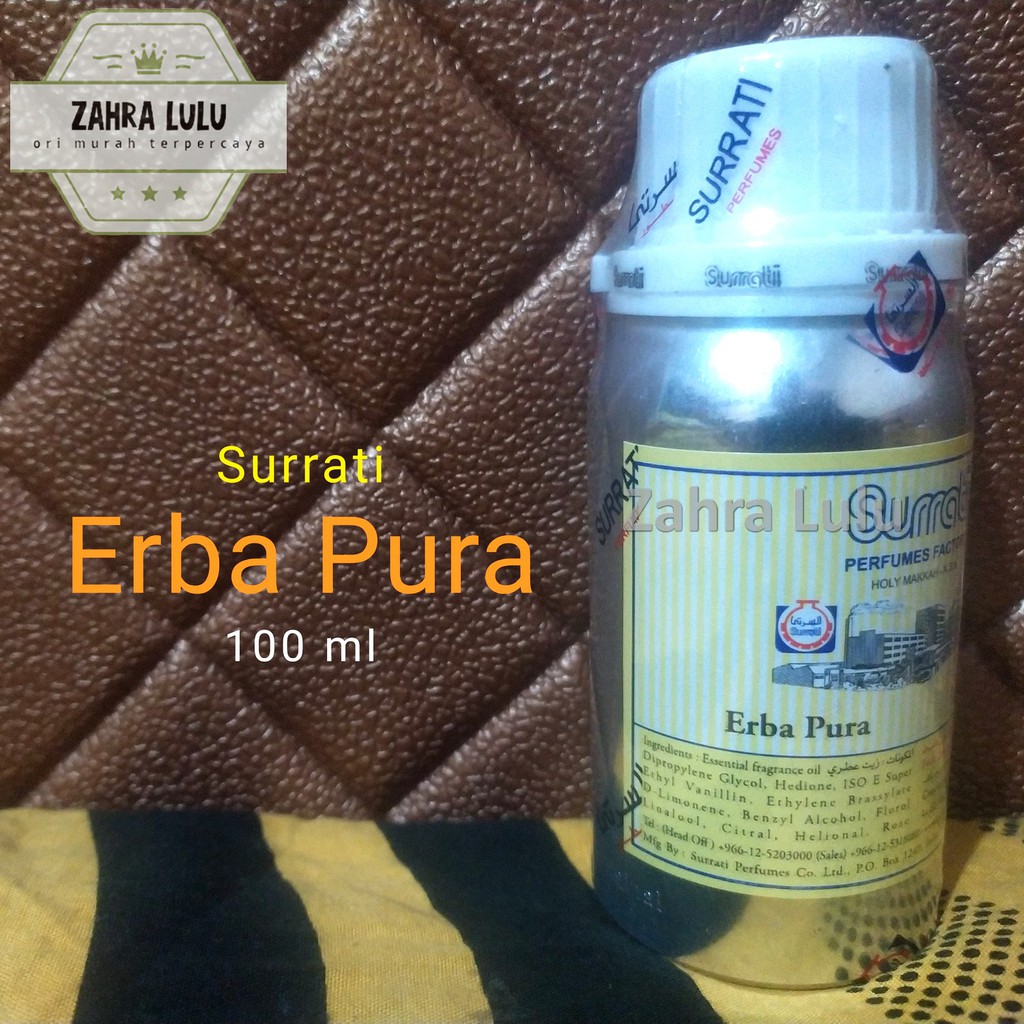 Parfum ERBA PURA 100 Gms By Surrati Original Arab Saudi