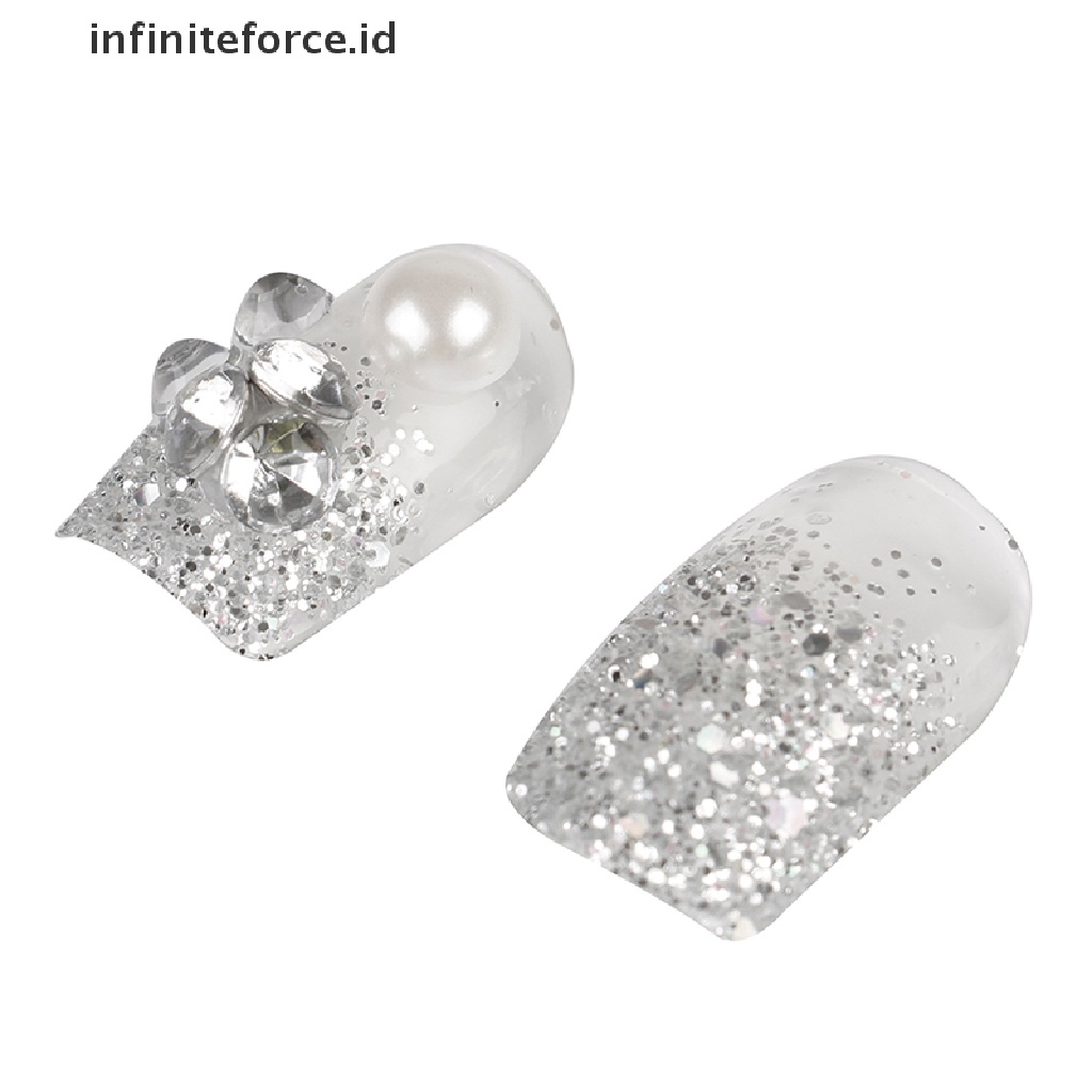 Infiniteforce.id 24pcs / Set Kuku Palsu Full Cover Bahan Akrilik Untuk Nail Art