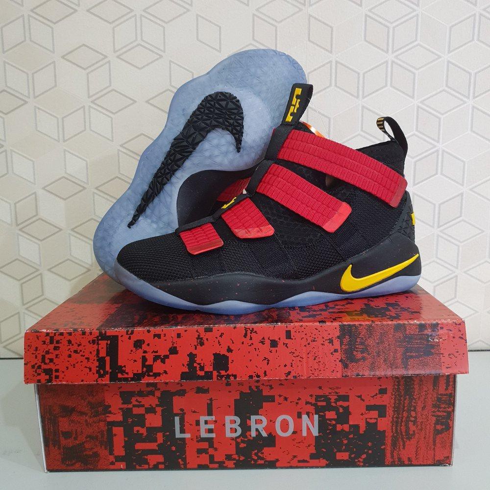 Jualan Sepatu Basket Lebron Zoom Soldier 11 High Black Red Yellow Premium Quality HOT SALE