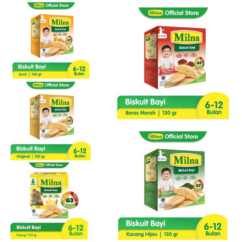 Milna Biskuit Bayi 130 gr (4 Varian Rasa)