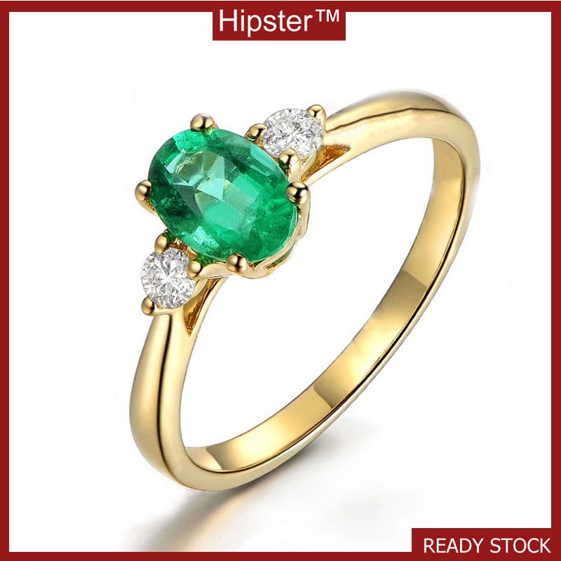 Hot Vintage Luxurious Style Gold Emerald Ring