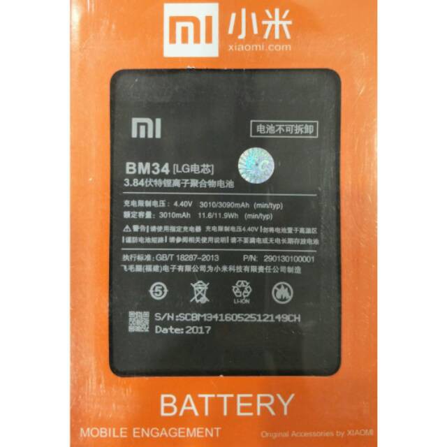 Batterai Xiaomi Mi Note Pro / BM 34 Model Original Baterai BM34