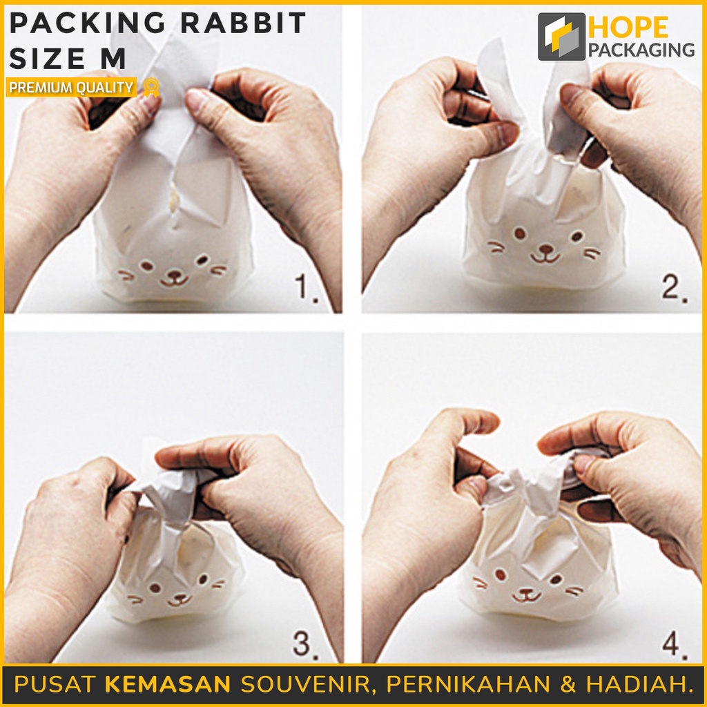 [5 PCS] Packing Rabbit Ear Uk. M Plastik Cookies souvenir ultah / plastik ikat snack bingkisan /  Kemasan karakter lucu Kemasan Kue Lucu Packaging Bunny Rabbit