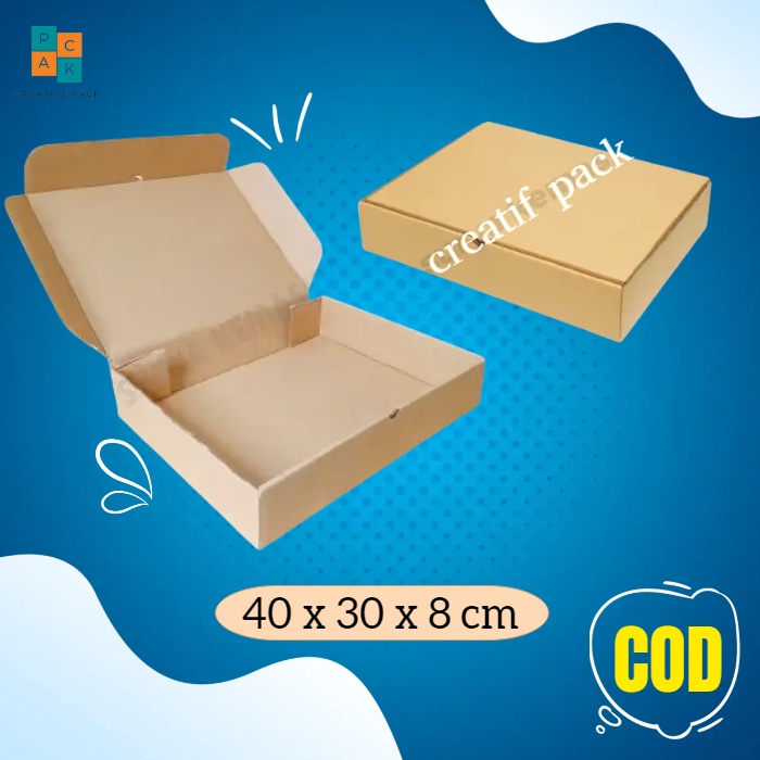 

Kardus box 40x30x8 cm karton polos hampers baju kaos jaket mukena giftbox kosmetik aksesoris kado oleh oleh hadiah ulang tahun ready stok tebal murah original