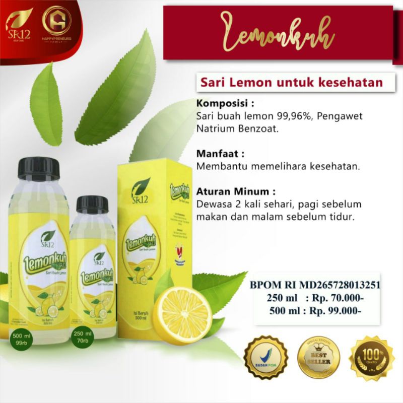 

LEMONKUH SR12 MURNI !!! DAN ASLI !!! - NETTO 250ml & 500ml