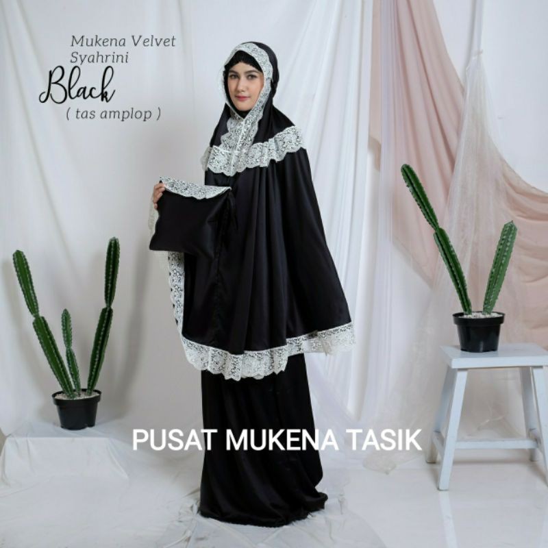 MUKENA DEWASA JUMBO SATIN VELVET LACE RENDA  SYAHRINI | PUSAT GROSIR MUKENA MURAH