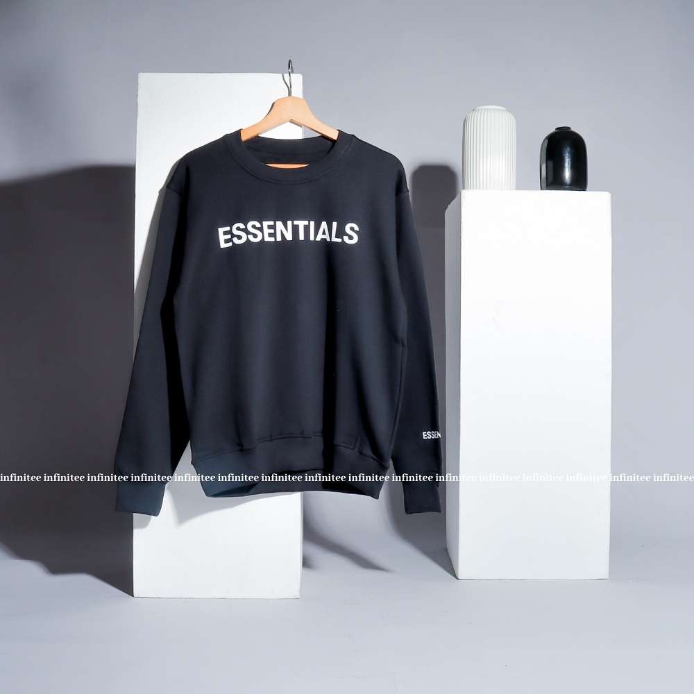 ESSENTIAL | Sweater Crewneck Premium Bahan Fleece Atasan Sweater Hoodier Pria dan Wanita