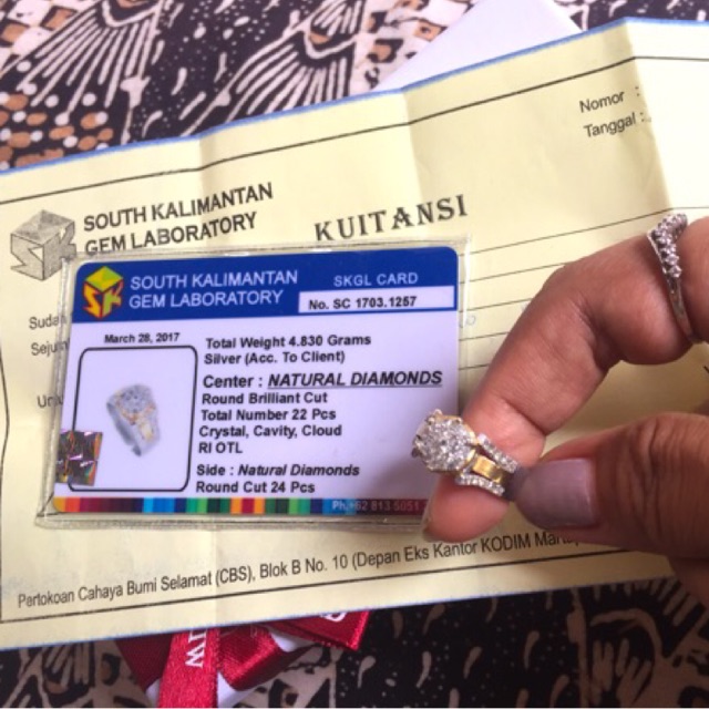 Cincin Berlian Wanita ikat Perak Murni, Handmade Asli from Kalimantan