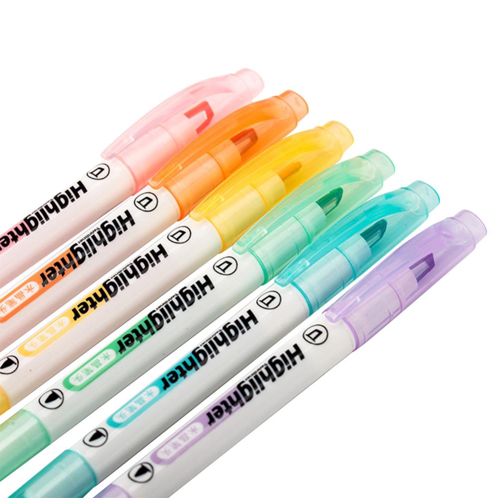 Timekey Spidol Highlighter Dua Sisi Warna Pastel Fluorescent Untuk Sekolah / Kantor O8Y1