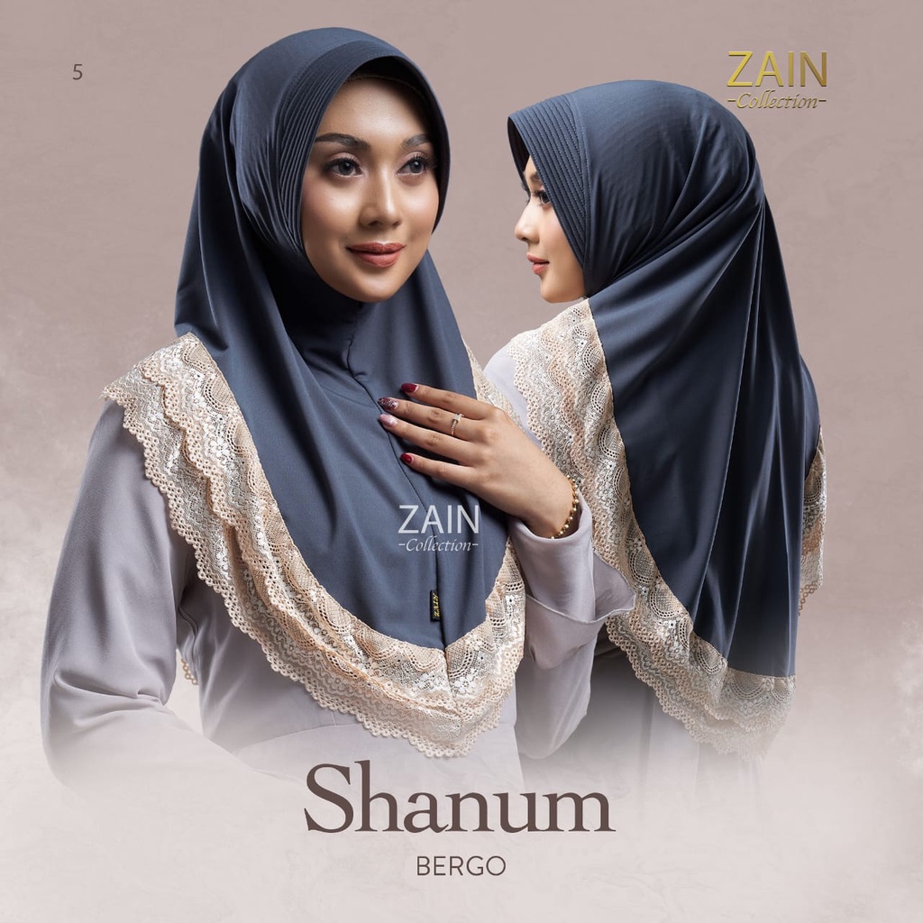 Jilbab Instan Bergo Shanum Ori Zain Collection-ABU TUA