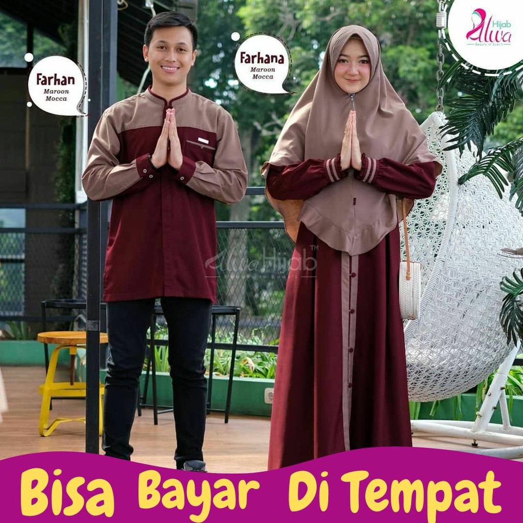  COD Baju  Couple  Muslim Set Gamis  Koko Pasangan suami  