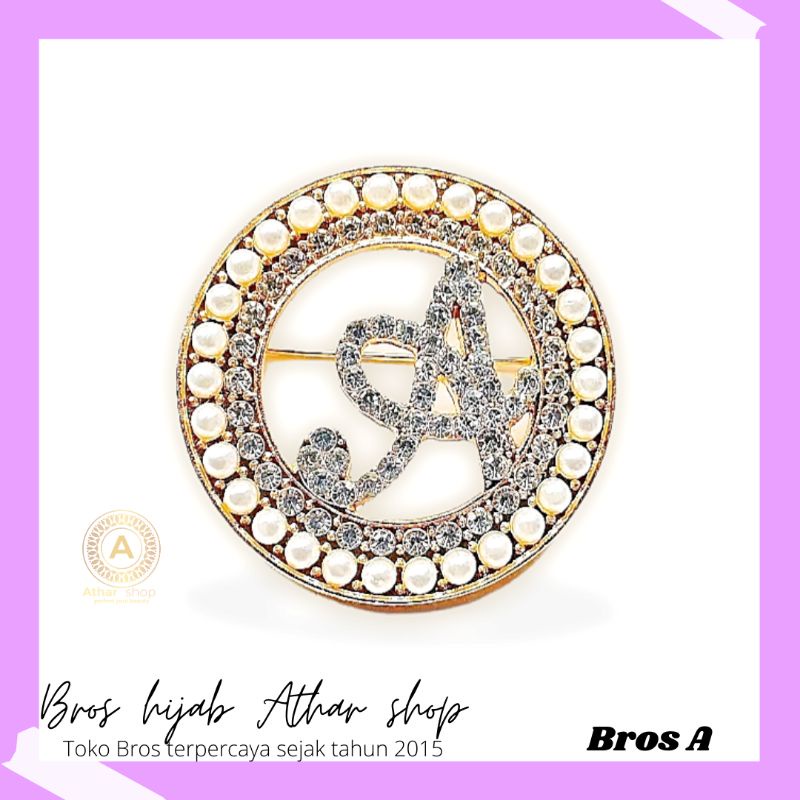 Bros B/bross signature branded /brooch button/Bros hijab buttonscarves Athar shop scarves murah-A MUTIARA GOLD