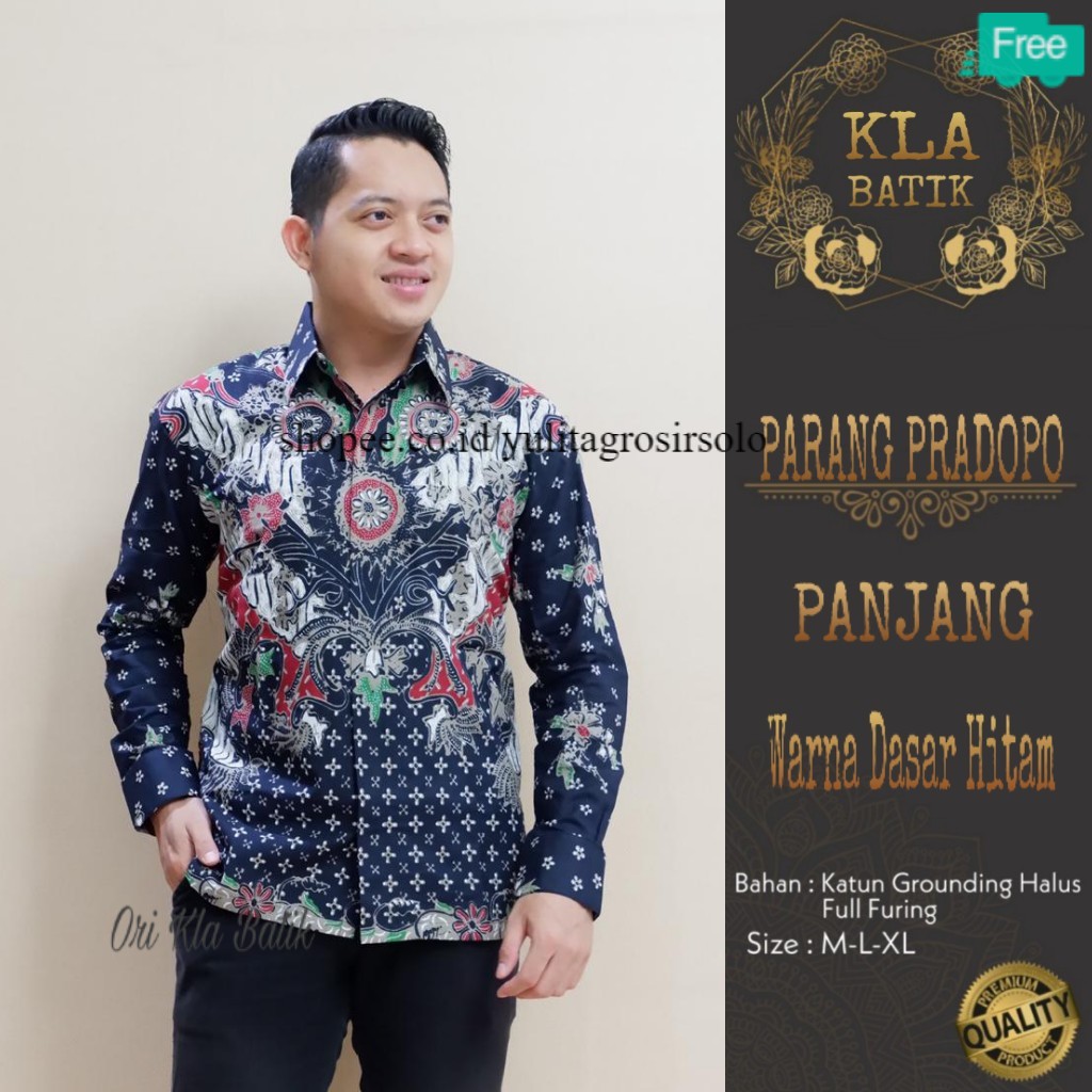 Kemeja Batik Big Size XXXL Pria Lengan Panjang Jumbo Slim Fit Modern motif Parang Pradopo S M L XXL
