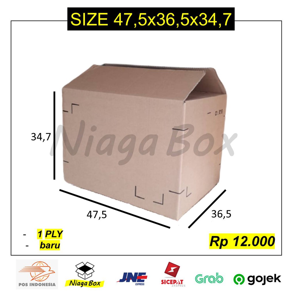 

Kardus/Box DUS CX18 47,5X36,5X34,7 Gratis Ongkir Jabodebek