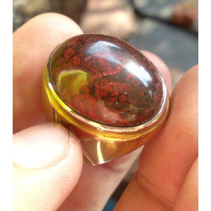 Cincin Batu Akik BADAR BESI MERAH Kebumen asli batu alam bukan sintetis bukan pirus bacan garut