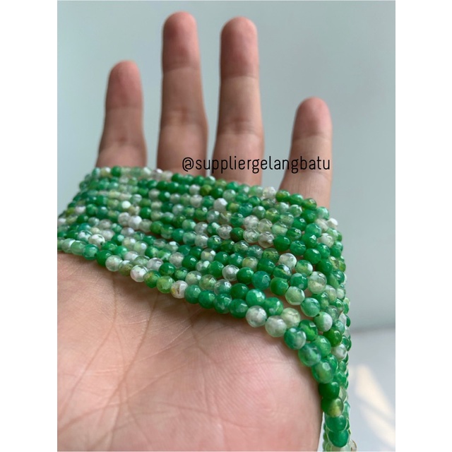 Batu sodalite hijau serat 4mm CUTTING natural akik bahan premium putih