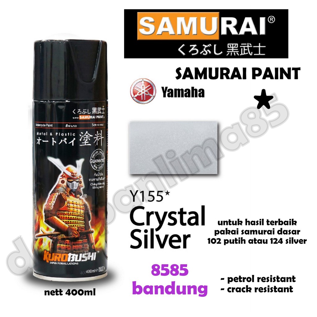 Samurai Paint Y155* CRYSTAL SILVER/PERAK KRISTAL Cat Semprot/Pylox/Pilox/Pilok/Helm/Motor/Gundam